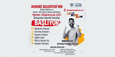 AKDENİZ BELEDİYESİ ETÜT MERKEZİ’NE BAŞVURU SÜRESİ 23 EYLÜL’E DEK UZATILDI