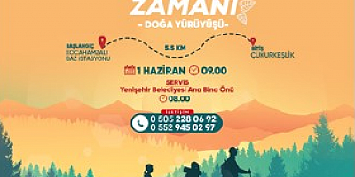 Yenişehir Belediyesinin doğa yürüyüşleri 1 Haziran’da başlıyor